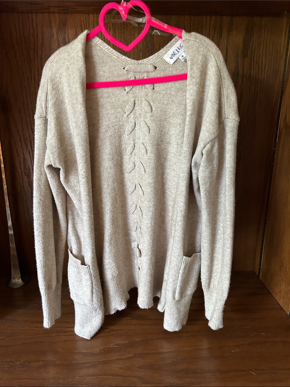 Girls' Beige Open-Front Knit Cardigan